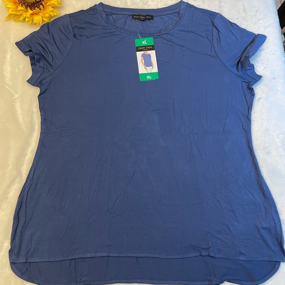 Joan Vass New York blue shirt sleeve tops size medium and XL NWT
